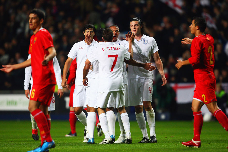 England celebrate during their win over Macedonia